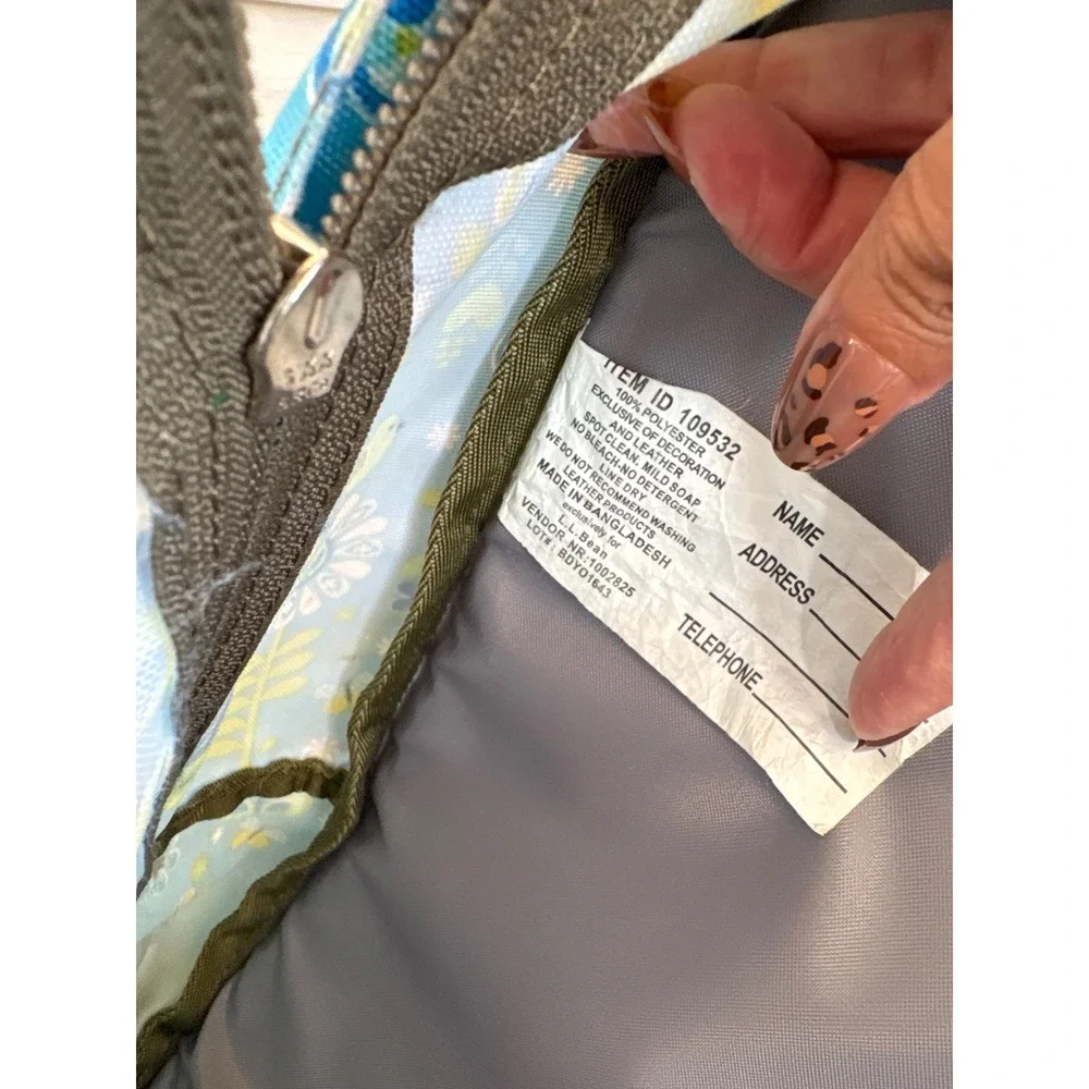 LL Bean Junior Original Book Pack Backpack Blue Floral Peace Bird Print Kids